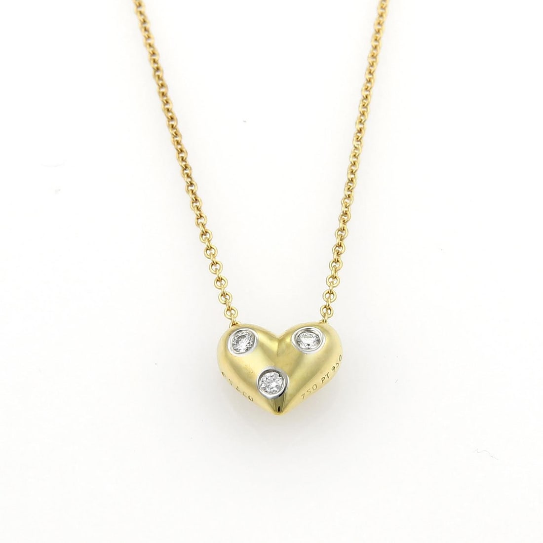 Tiffany & Co. Etoile Heart Pendant Necklace 18k Gold Platinum Diamonds (1 of 7)