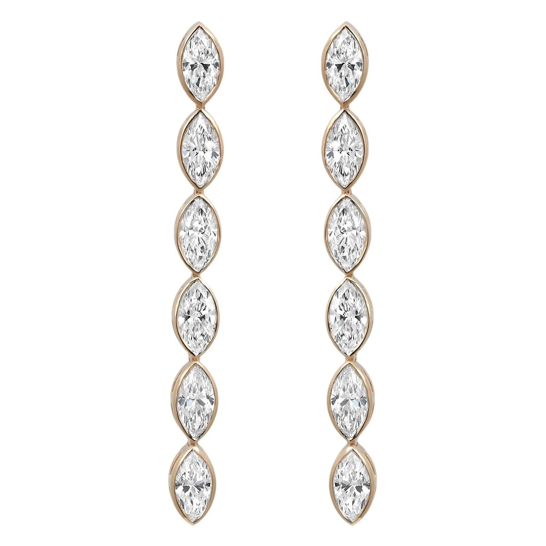 Rachel Koen 14K Yellow Gold Marquise Lab Grown Diamond Drop Earrings 6.94Ctw (1 of 4)