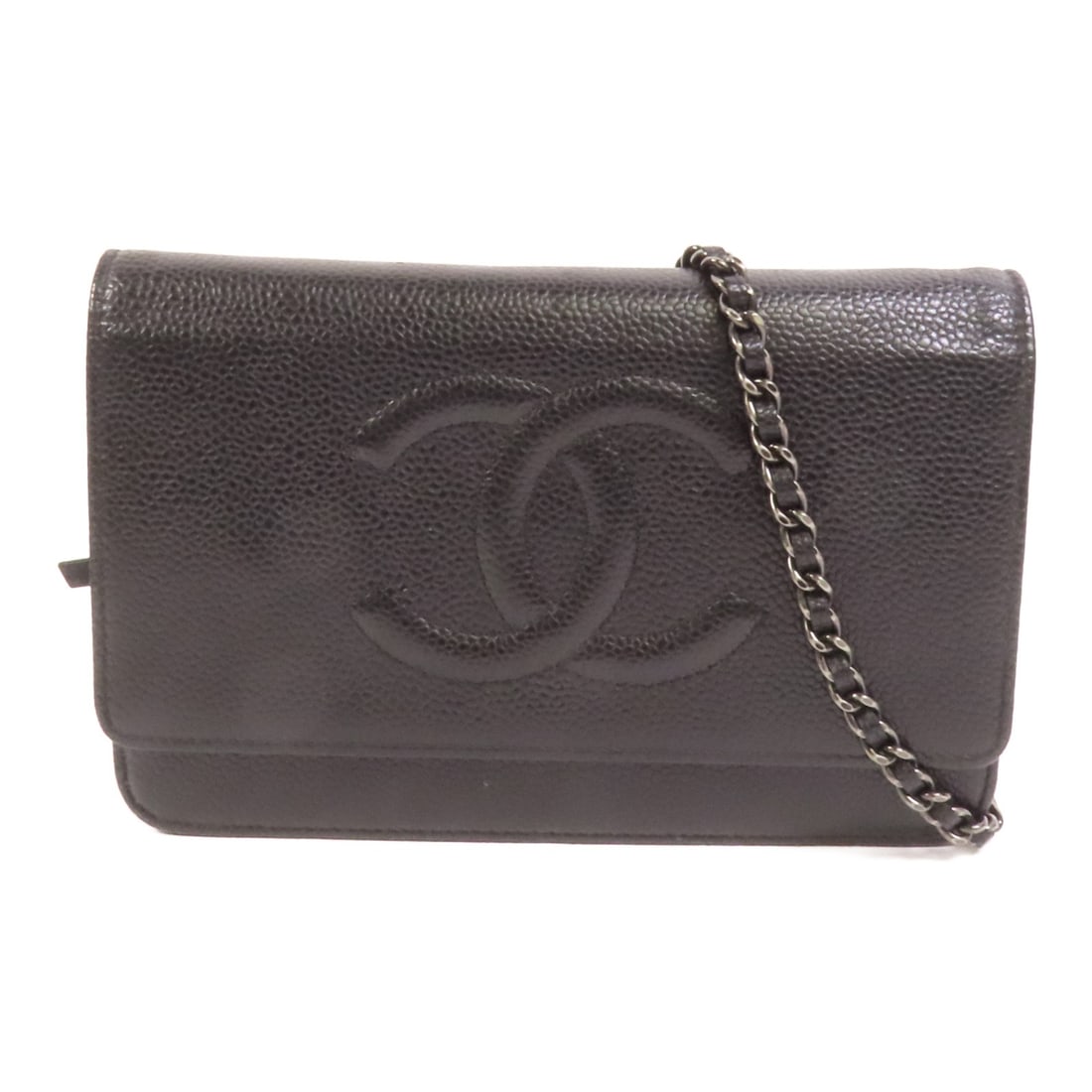 Black Calfskin CHANEL Wallet On Chain CC Shoulder Bag: Black Calfskin CHANEL Wallet On Chain CC Shoulder Bag This CHANEL CC Wallet On Chain (WOC) shoulder bag features luxurious black calfskin leather with a sleek design. Crafted in France, it offers a co