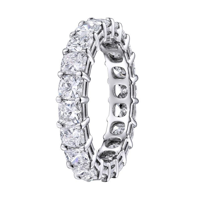 Rachel Koen 5.42ct Platinum Cushion Cut Diamond Eternity Band IGI Certified: Rachel Koen 5.42ct Platinum Cushion Cut Diamond Eternity Band IGI Certified Experience timeless elegance with this Rachel Koen Platinum Cushion Cut Diamond Eternity Band. Featuring a stunning total ca