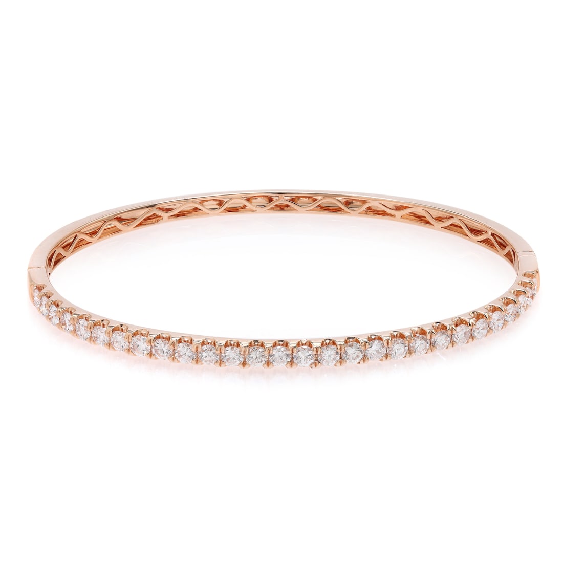 Rachel Koen 18K Rose Gold Diamond Bangle 2.00Cttw Anniversary Gift: Rachel Koen 18K Rose Gold Diamond Bangle 2.00Cttw Anniversary Gift This exquisite Rachel Koen bangle bracelet showcases a stunning design, featuring round brilliant cut diamonds set in a secure four p
