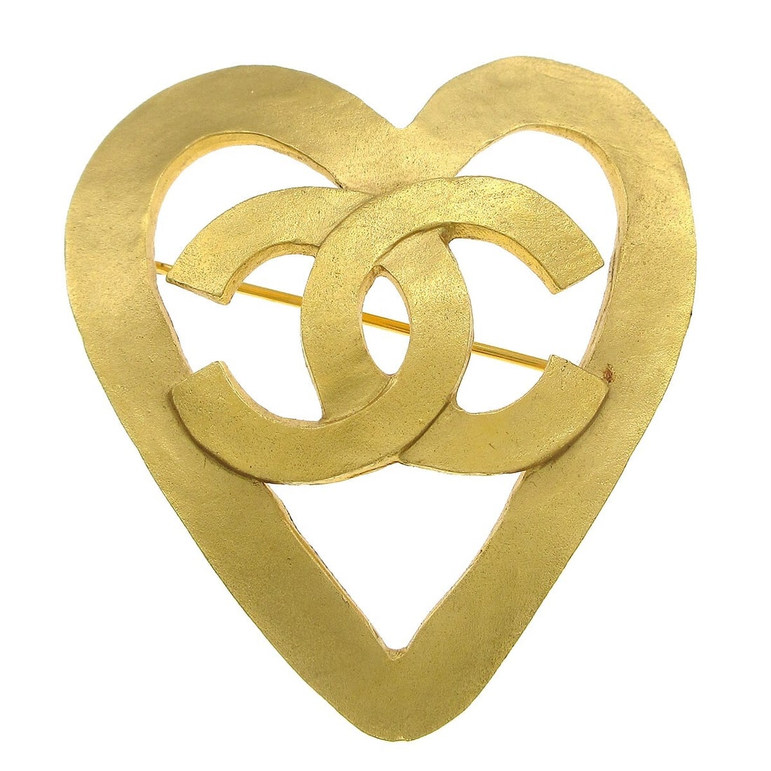 Chanel 95P Gold-Plated Heart Brooch 2 Inch (1 of 4)