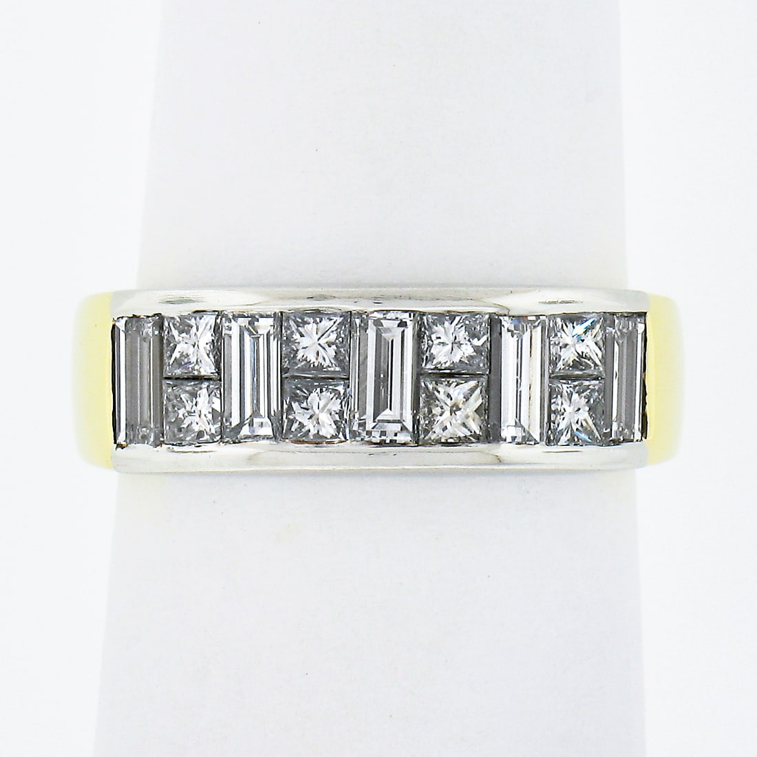 18K Gold Platinum 1.39ctw Baguette Princess Diamond Channel Band Ring (1 of 10)
