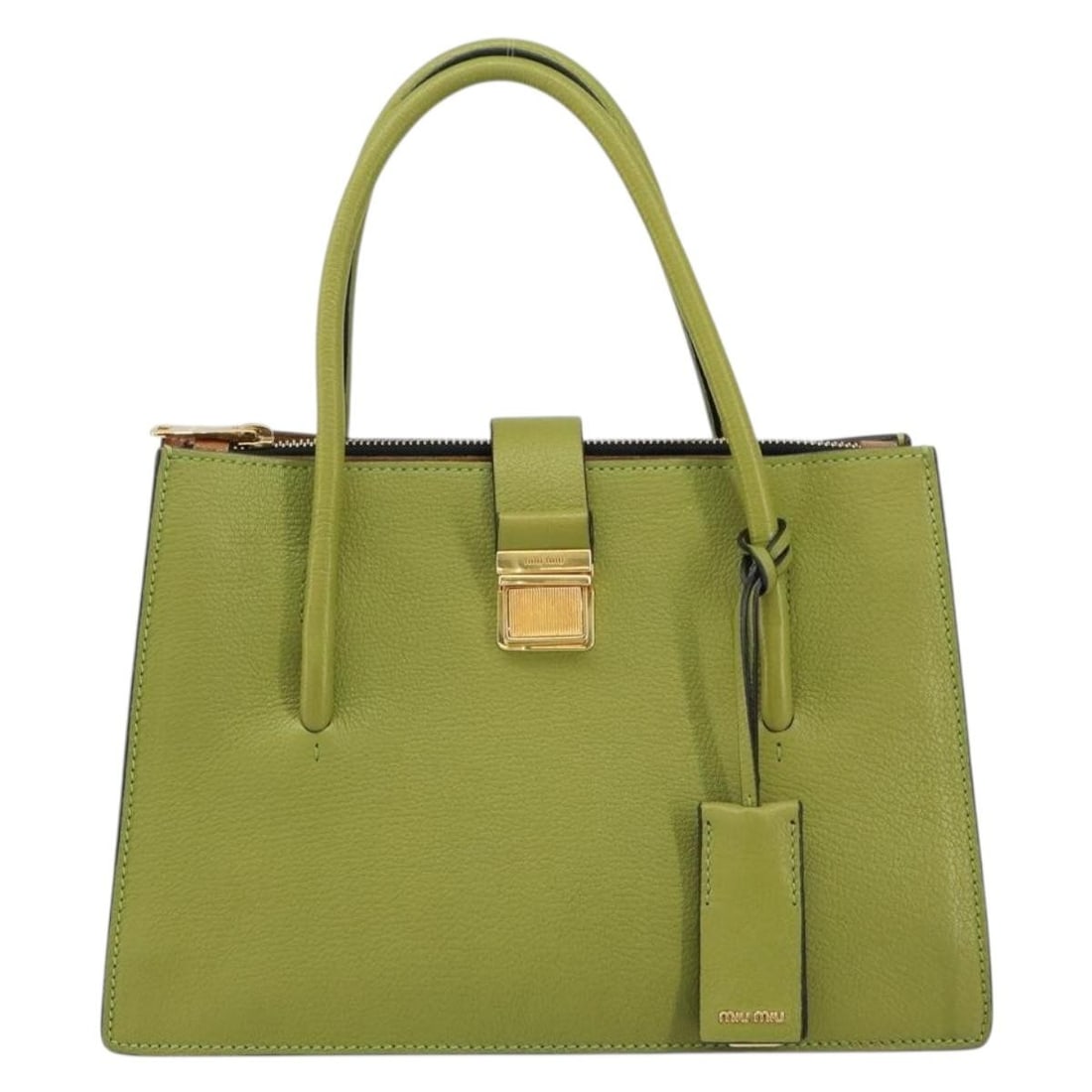 Green Madras Convertible Tote Bag by Miu Miu with Multiple Compartments: Green Madras Convertible Tote Bag by Miu Miu with Multiple Compartments This pre-owned Miu Miu Madras Convertible Compartment Tote comes in a stylish green color and is designed for female use. The ha