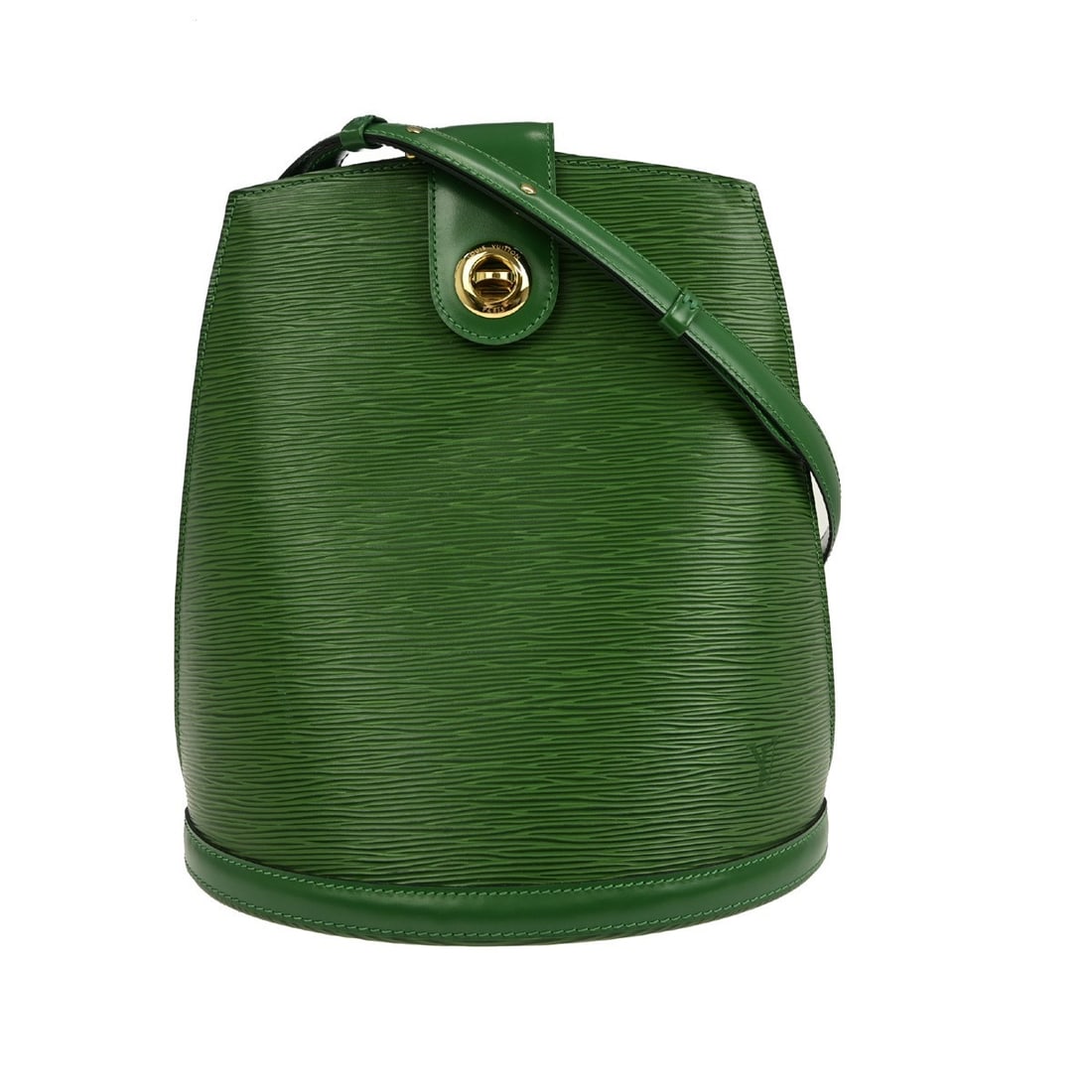 Green Cluny Shoulder Bag by Louis Vuitton: Green Cluny Shoulder Bag by Louis Vuitton This pre-owned Louis Vuitton Cluny shoulder bag features a green exterior with visible scratches and scuffs, as well as some interior dirt. The shoulder strap