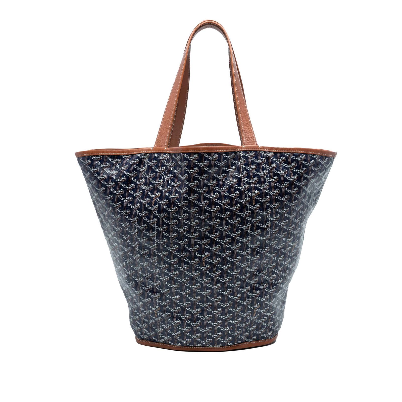 Goyard Goyardine Reversible Belharra Tote Blue Fabric: Goyard Goyardine Reversible Belharra Tote Blue Fabric The Goyardine Reversible Belharra Tote is a stylish and versatile bag crafted from durable coated canvas with leather trim. It features flat leath