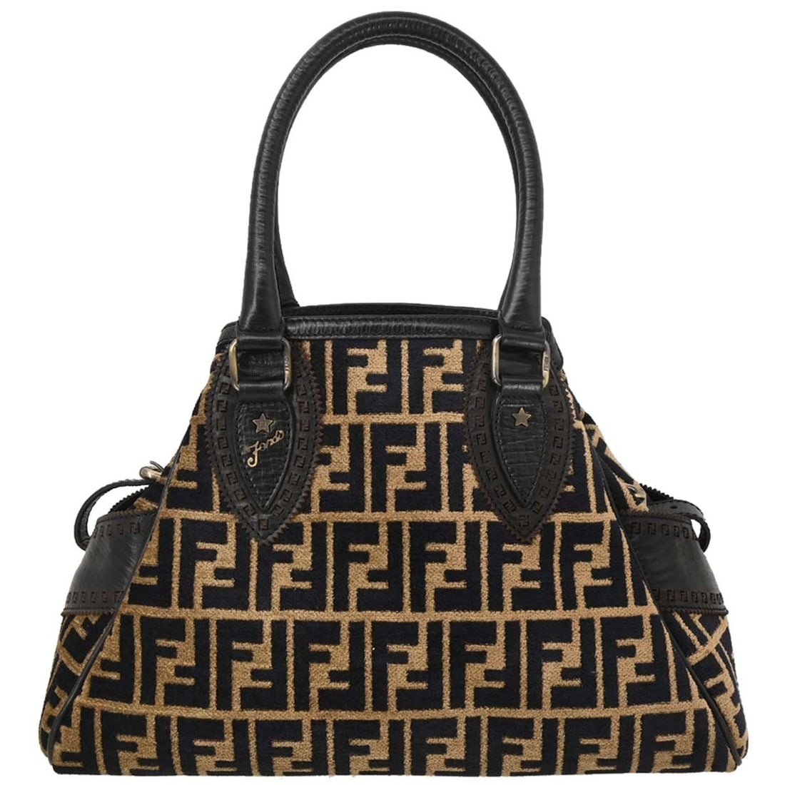 Fendi Du Jour Black Beige Cotton Jacquard Tote Bag (1 of 10)