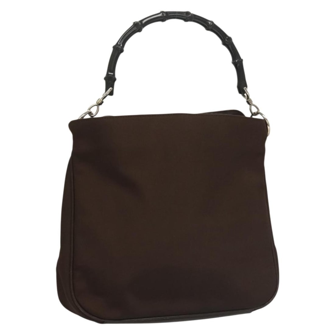 Bamboo Handle Brown Tote by Gucci Vintage Collection: Bamboo Handle Brown Tote by Gucci Vintage Collection This Gucci vintage bamboo handle tote features a brown exterior with notable wear, including rubbing, slight stains, and scratches on the leather a