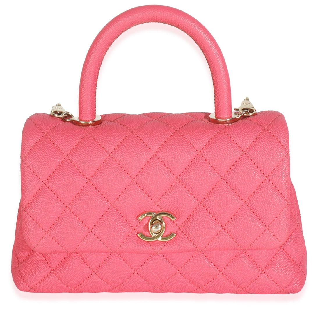 Chanel Mini Coco Top Handle Flap Bag Pink Caviar Leather 2020 (1 of 9)