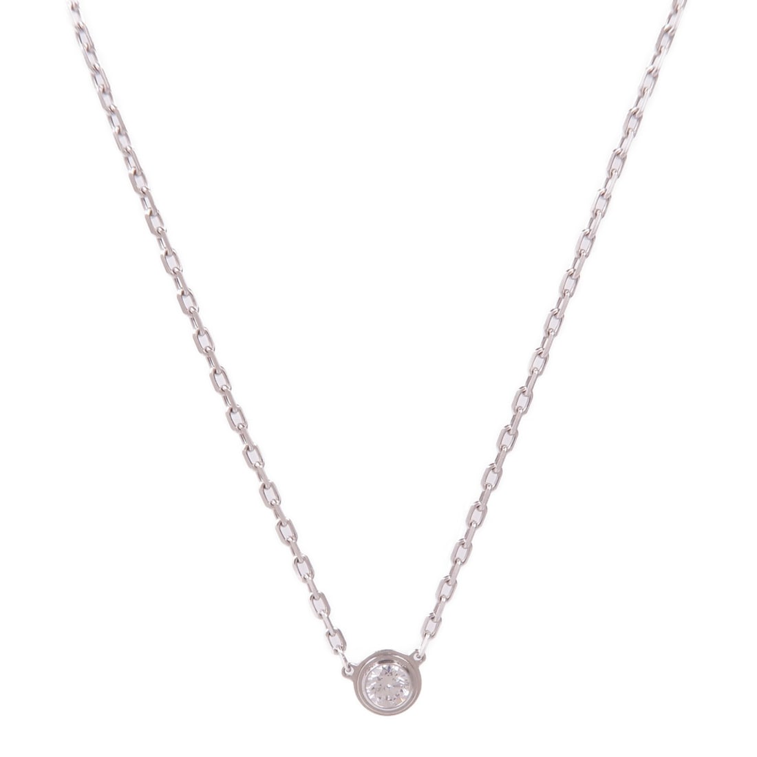 CARTIER d'Amour Diamond Necklace in 18K White Gold: CARTIER d'Amour Diamond Necklace in 18K White Gold This exquisite CARTIER d'Amour Diamond Pendant Necklace is crafted in luxurious 18K white gold (K18WG) and features a stunning diamond centerpiece th