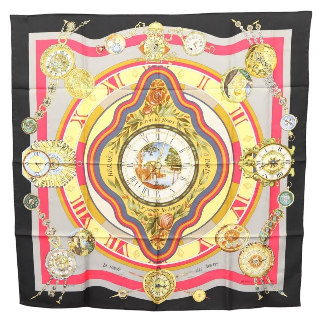 Carre 90 Black Silk Scarf by Hermes (1 of 1)