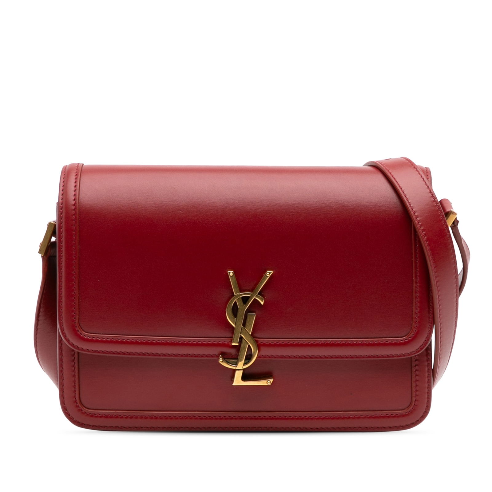 Saint Laurent Medium Red Calfskin Solferino Satchel with Strap (1 of 10)