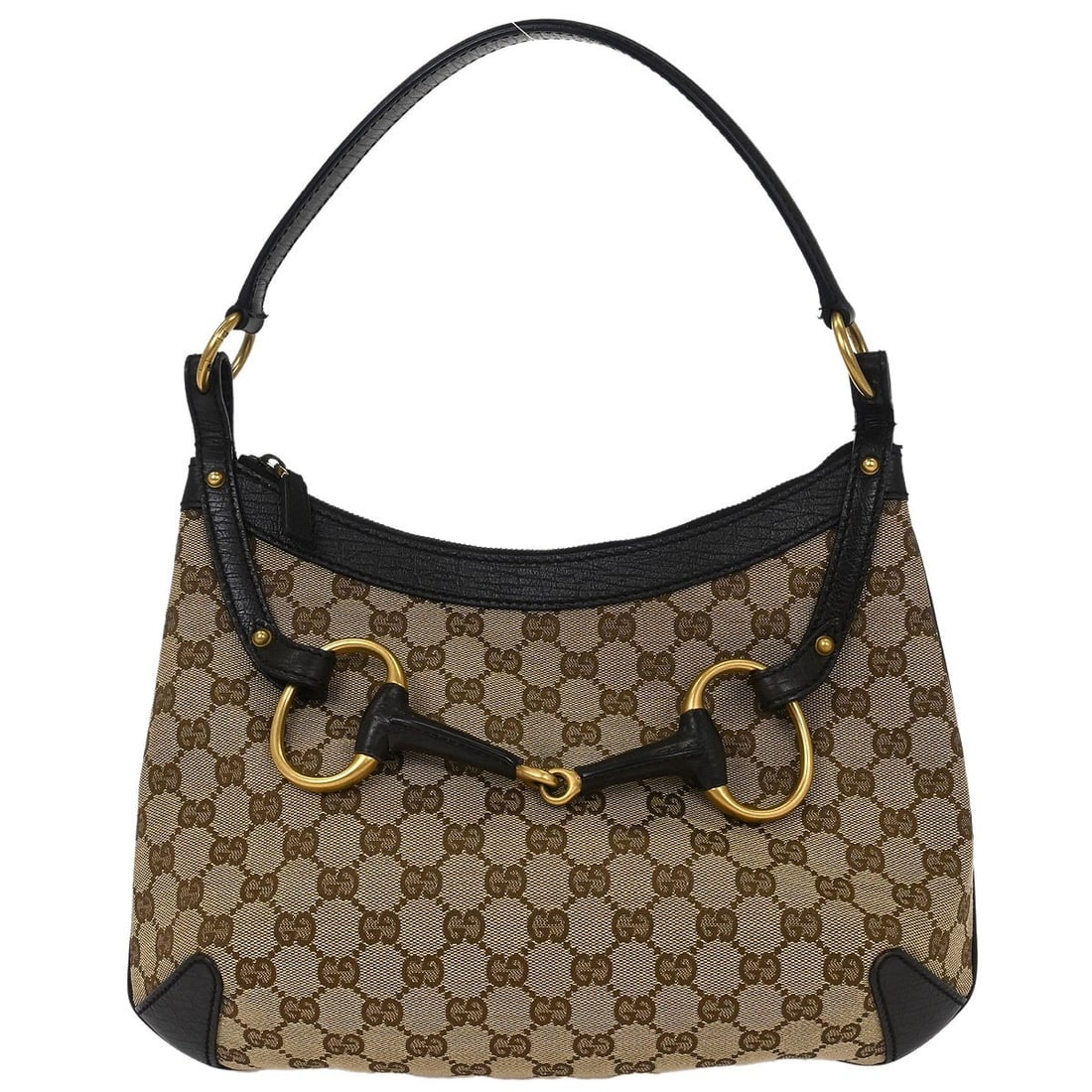 Gucci Brown Horsebit GG Tote Handbag 114890 001013 Vintage Canvas Leather (1 of 10)