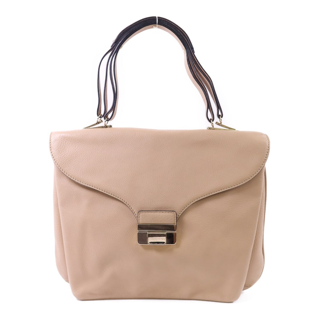 Valentino Beige Calfskin Shoulder Bag with Gold Tone Hardware (1 of 18)
