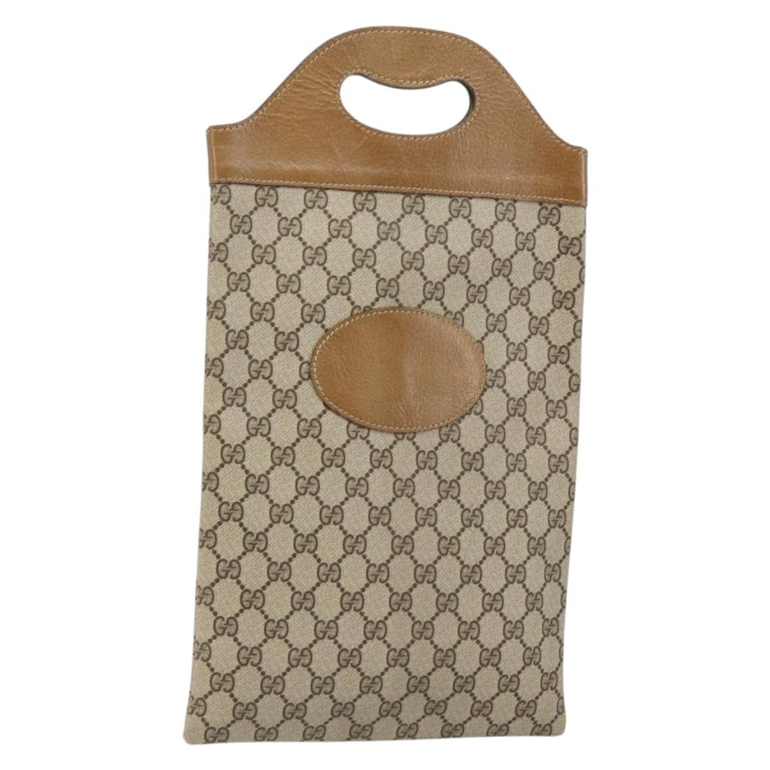 GUCCI Vintage Beige GG Supreme Hand Bag PVC Leather Auth Italy: GUCCI Vintage Beige GG Supreme Hand Bag PVC Leather Auth Italy This authentic GUCCI GG Supreme Hand Bag is a stylish accessory made from durable PVC leather in a vintage beige color. With dimensions o