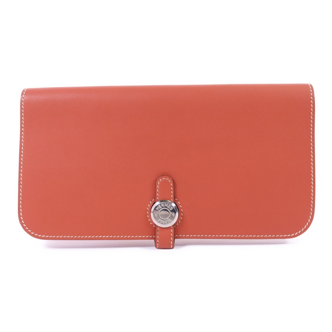 Dogon Orange Calfskin Bifold Wallet by Hermes with Palladium Hardware (1 of 13)