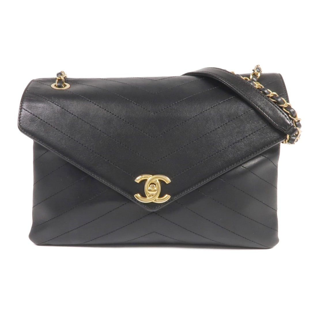 CHANEL Black Leather Shoulder Bag with Gold Hardware GHW WS1263 (1 of 18)