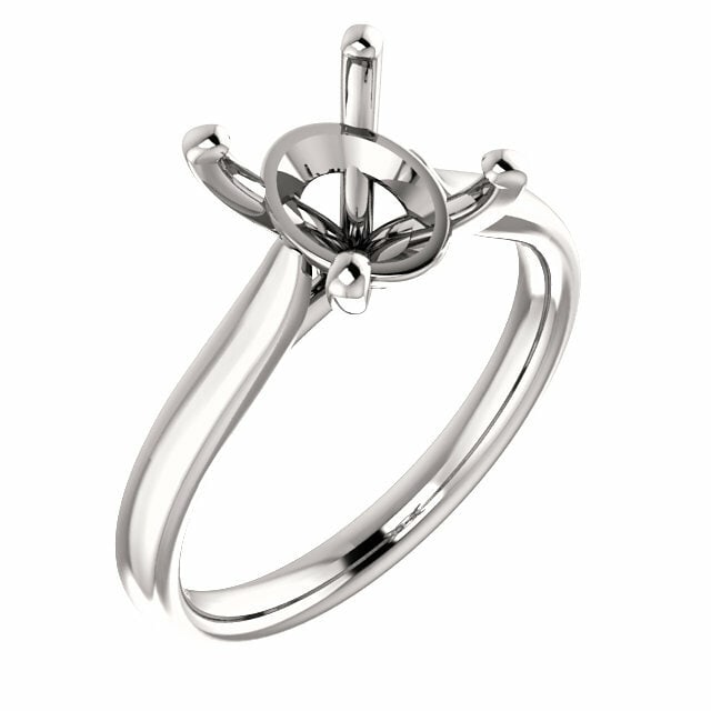 Rachel Koen 14K White Gold Oval Engagement Ring Mounting Size 6.5 (1 of 5)