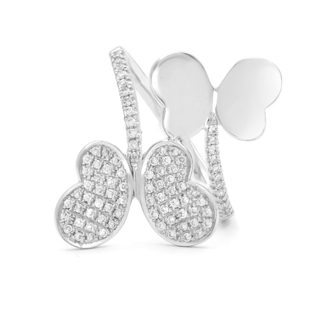 Rachel Koen 18K White Gold Diamond Butterfly Ring 0.44ct Size 6.75 (1 of 6)