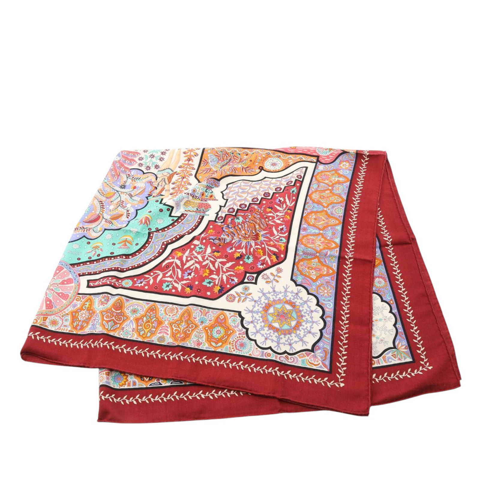 Hermes Aux Portes du Palais 140 Cashmere Silk Square Scarf Red (1 of 7)