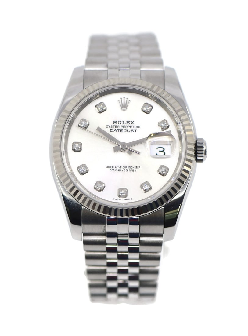Rolex Datejust 36mm Silver Dial Diamond Bezel Ref 116234 with Box and Papers (1 of 6)