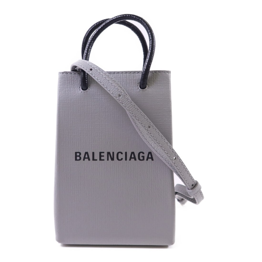 Balenciaga Mini Shopping Phone Holder Gray Calfskin Shoulder Bag (1 of 13)