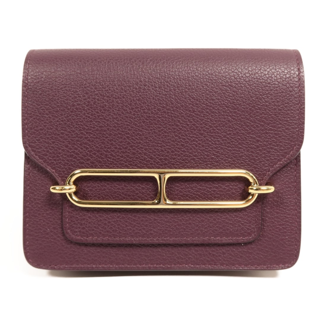 HERMES Roulis Slim Clutch Evercolour Leather Purple GHW (1 of 16)