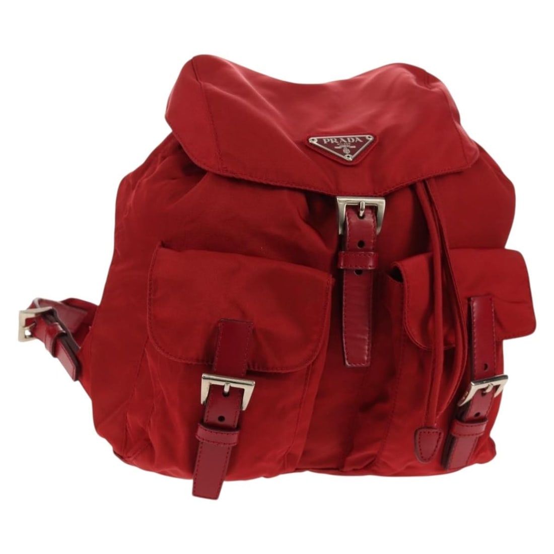 PRADA Red Nylon Backpack Silver Accents Authentic 150439V (1 of 18)