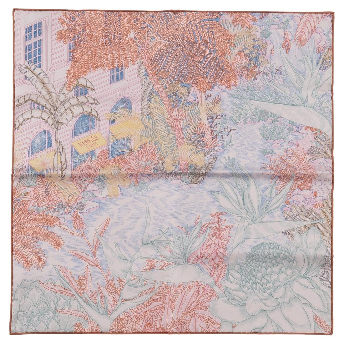 Hermes Faubourg Tropical Silk Gavroche Scarf 17x17 in Box (1 of 6)