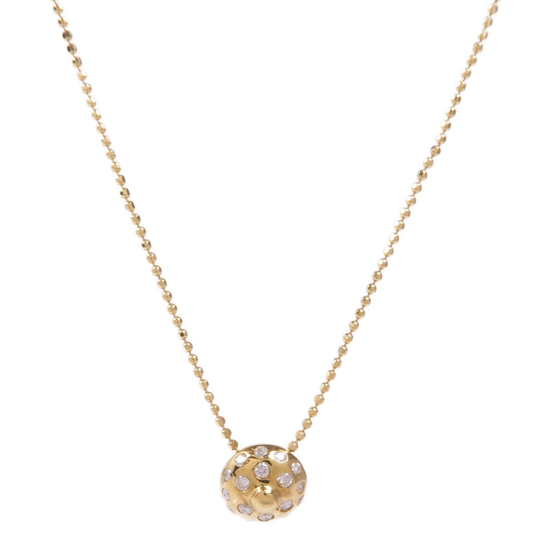 Diamond Necklace in 18K Yellow Gold by JEWELRY: Diamond Necklace in 18K Yellow Gold by JEWELRY This exquisite necklace features a stunning diamond set in luxurious 18K yellow gold. The elegant design showcases a clear main stone that adds brillianc