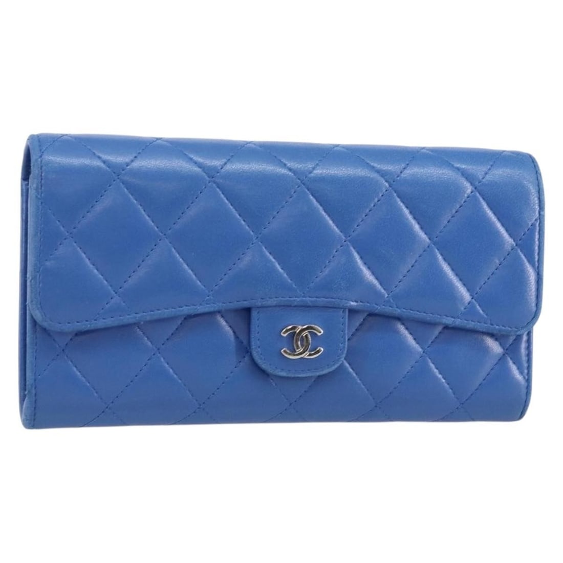 Blue Classic Flap Wallet by Chanel with CC Gusset Detail (1 of 1)