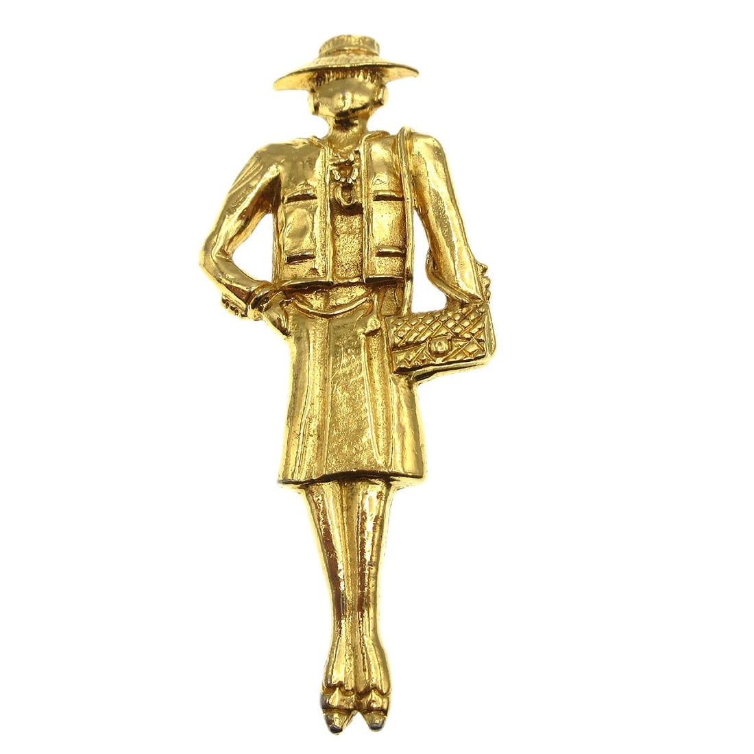 Chanel Gold-Plated Mademoiselle Brooch 3 Inch France: Chanel Gold-Plated Mademoiselle Brooch 3 Inch France This exquisite Chanel Mademoiselle Brooch showcases a timeless design in a luxurious gold-plated finish. Crafted in France, this brooch measures 3