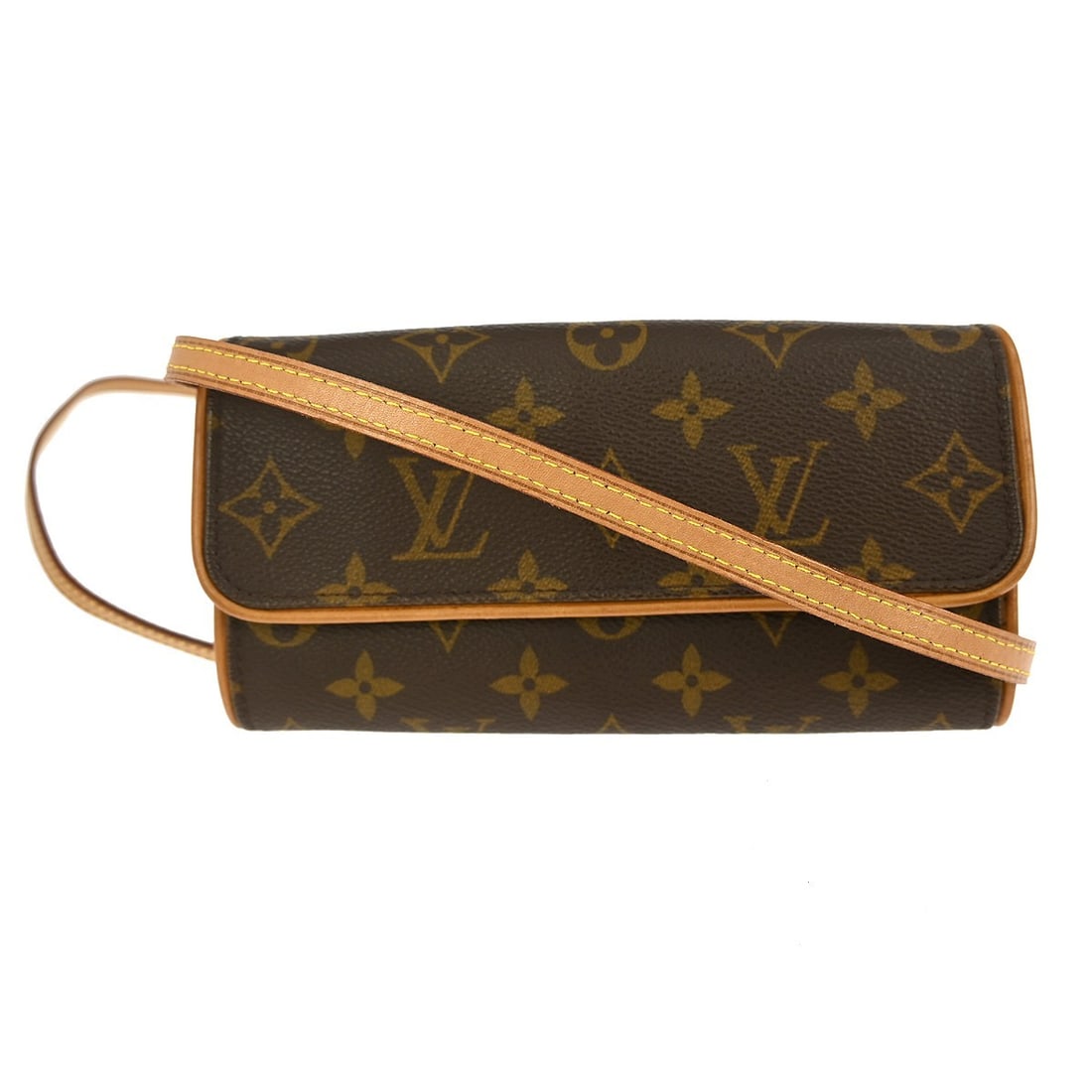 Louis Vuitton Pochette Twin PM Monogram Shoulder Bag M51854: Louis Vuitton Pochette Twin PM Monogram Shoulder Bag M51854 Introducing the Louis Vuitton Pochette Twin PM Shoulder Bag, a stylish accessory for casual occasions. This vintage bag features the iconic