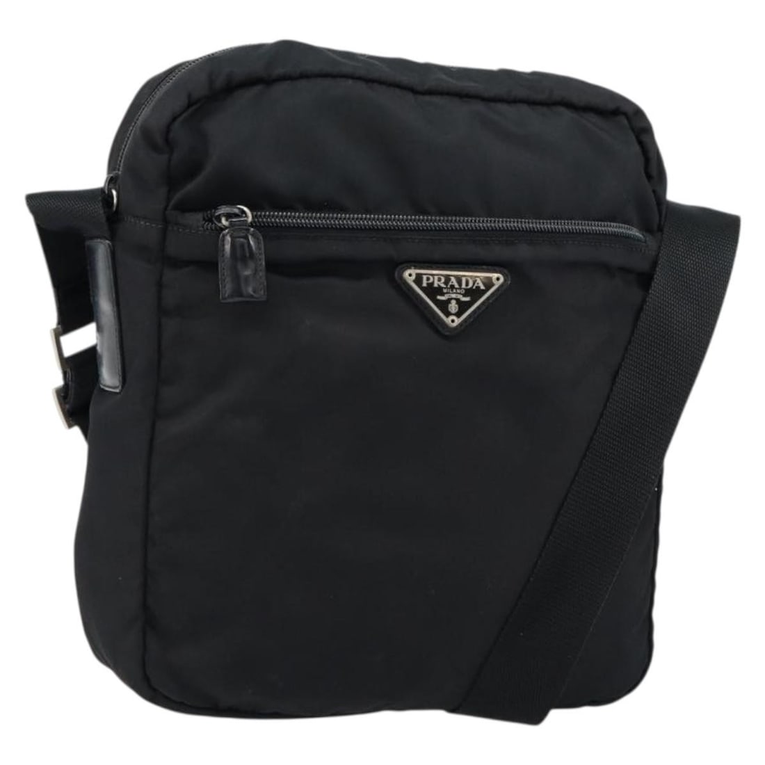 Prada Black Messenger Shoulder Bag with Front Pocket (1 of 1)