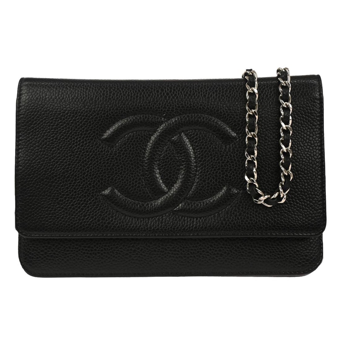 Black Caviar Leather Chanel Timeless Wallet on Chain Folding Bag (1 of 10)