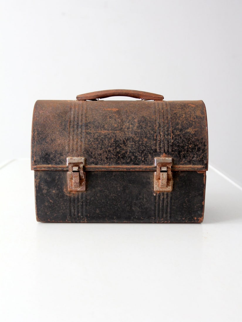 1930s Vintage Black Metal Lunch Box Industrial Decor (1 of 11)