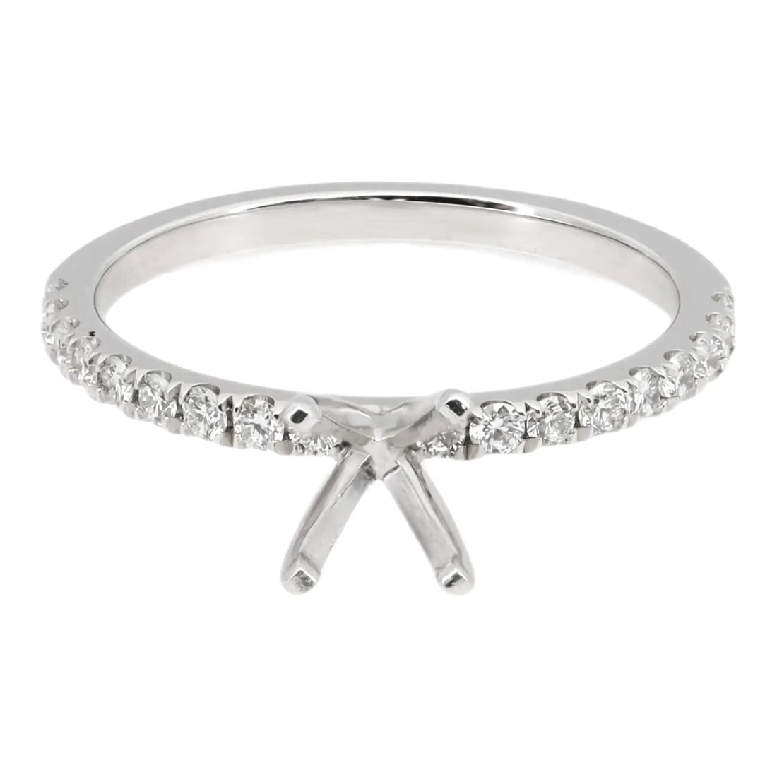 Rachel Koen 14K White Gold Engagement Ring Mounting with 18 Diamonds 0.30Ctw: Rachel Koen 14K White Gold Engagement Ring Mounting with 18 Diamonds 0.30Ctw This exquisite engagement ring mounting is designed in 14k white gold and showcases a stunning array of 18 round cut natura