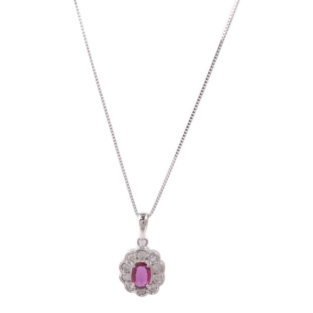 JEWELRY Ruby Diamond Necklace in PT900 Platinum (1 of 9)