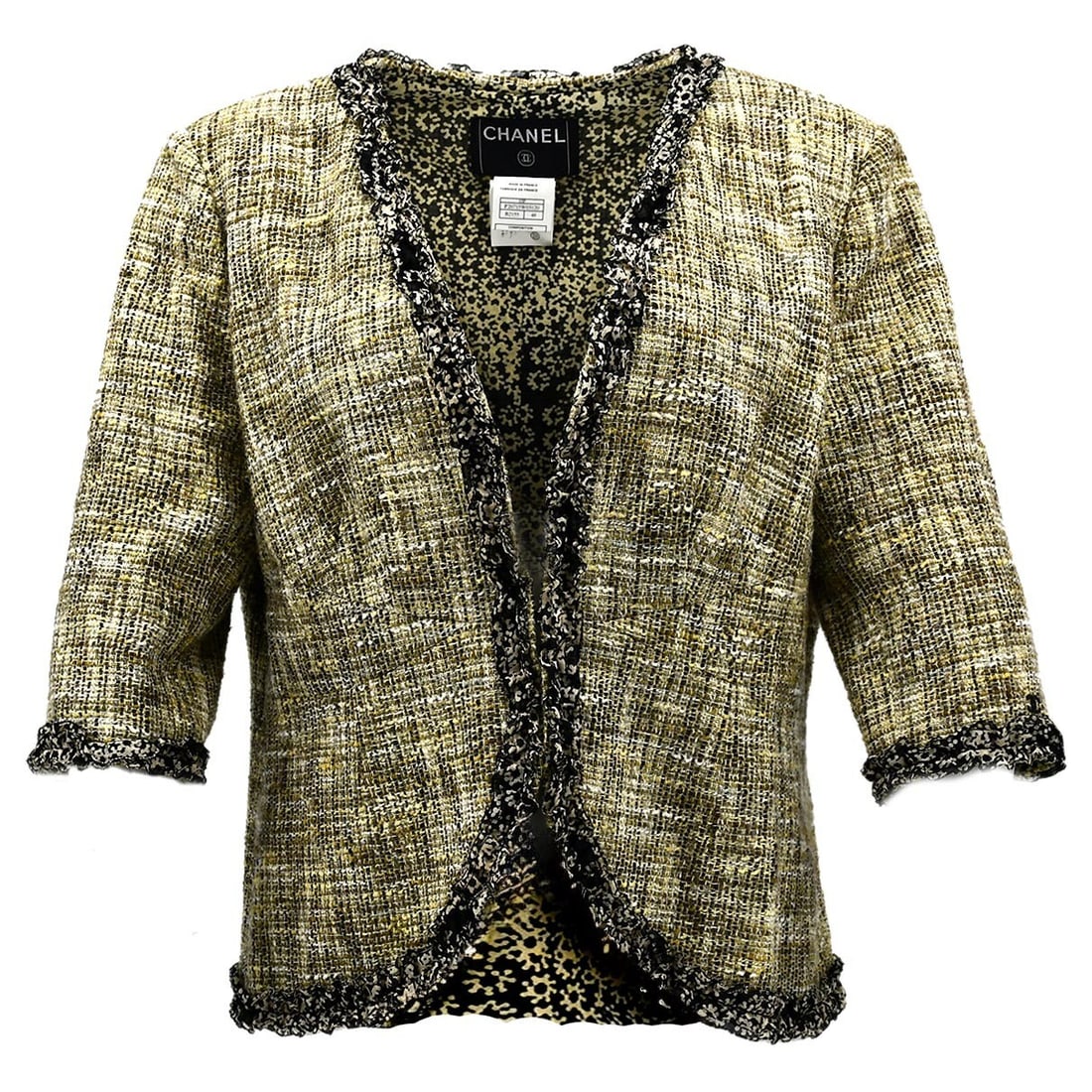 Chanel Collarless Beige Jacket 03P Vintage Size 48 (1 of 10)