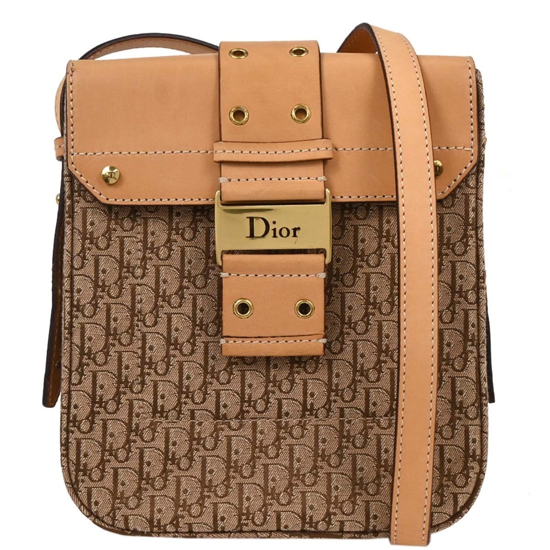 Dior Beige Trotter Small Shoulder Bag BOB1023 with Gold Accents: Dior Beige Trotter Small Shoulder Bag BOB1023 with Gold Accents Introducing the Christian Dior Beige Trotter Shoulder Bag, a stylish accessory perfect for casual occasions. This small shoulder bag fea