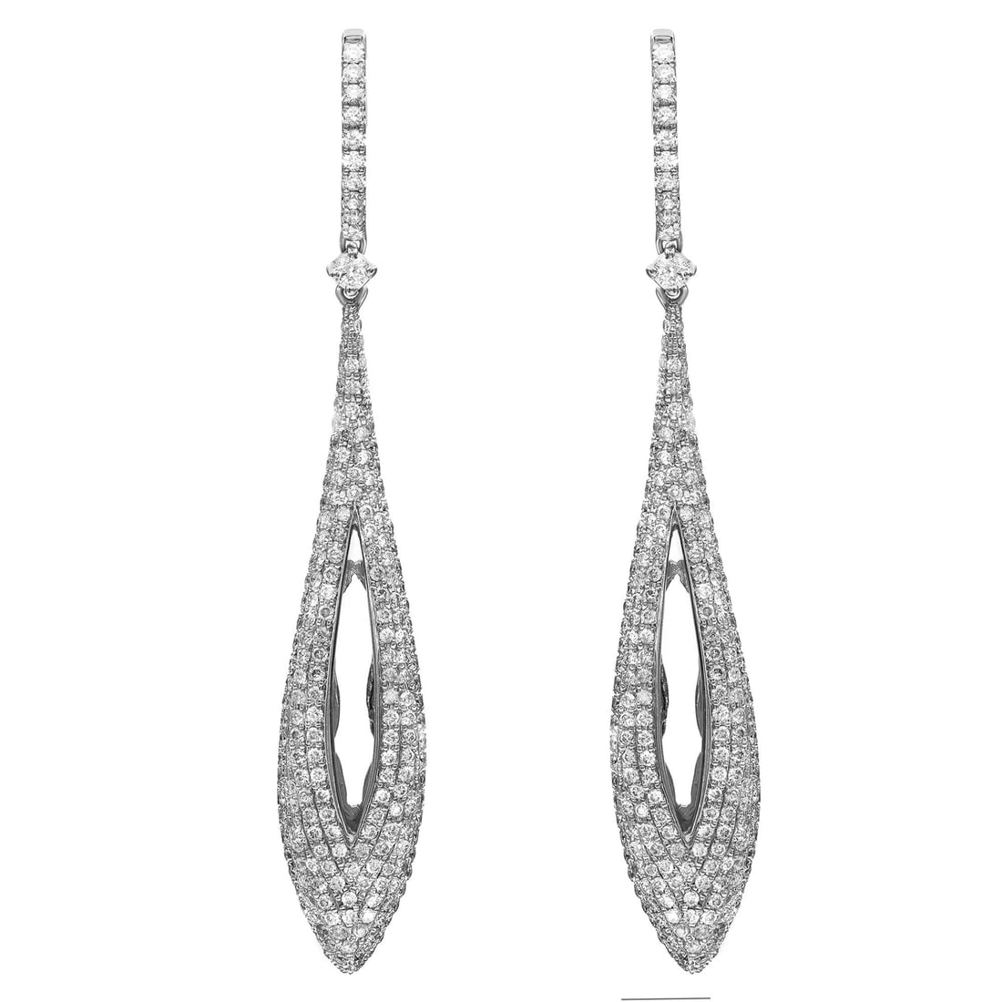 Rachel Koen 14K White Gold Round Cut Diamond Drop Earrings 1.97CTW (1 of 4)