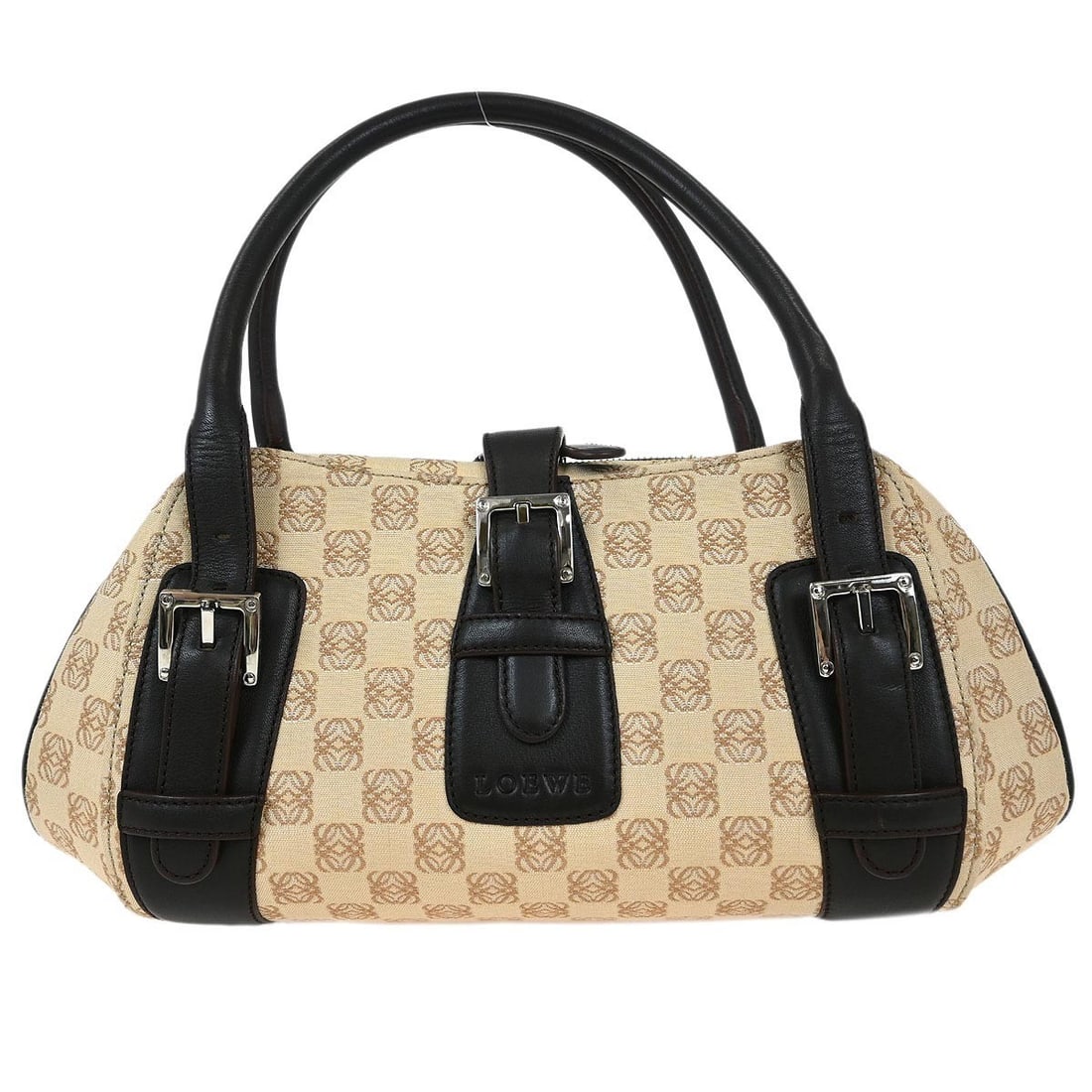 Loewe Beige Canvas Senda Top Handle Handbag 060411 (1 of 10)