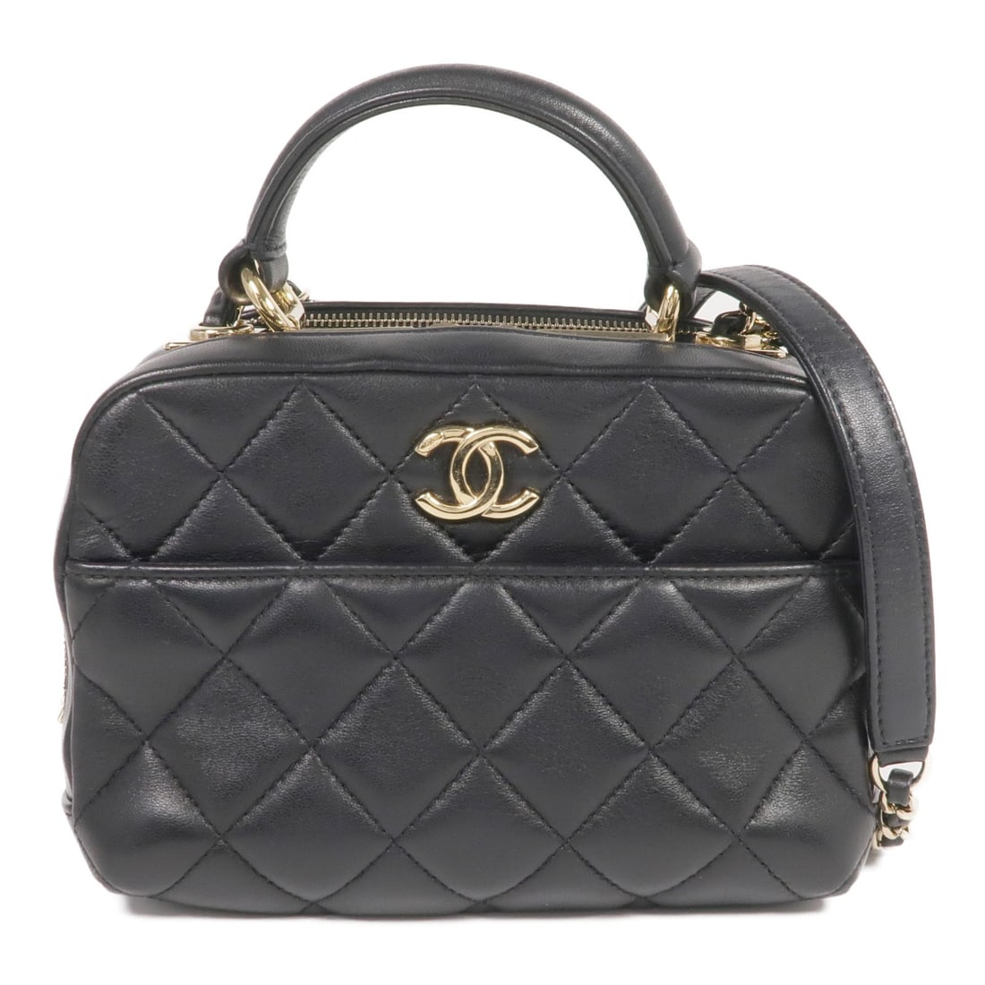 CHANEL Trendy CC 2 Way Shoulder Bag Lambskin Leather Black (1 of 18)