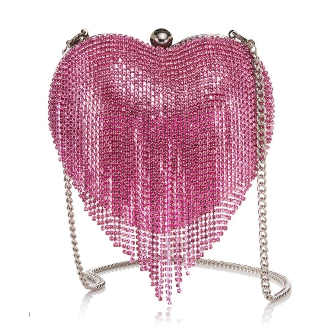 Limited Edition Aqua Barbie Heart Crystal Crossbody Bag Pink: Limited Edition Aqua Barbie Heart Crystal Crossbody Bag Pink This limited edition Barbie the Movie X Aqua Heart Crystal Mini Crossbody bag is an eye-catching accessory perfect for formal parties and c