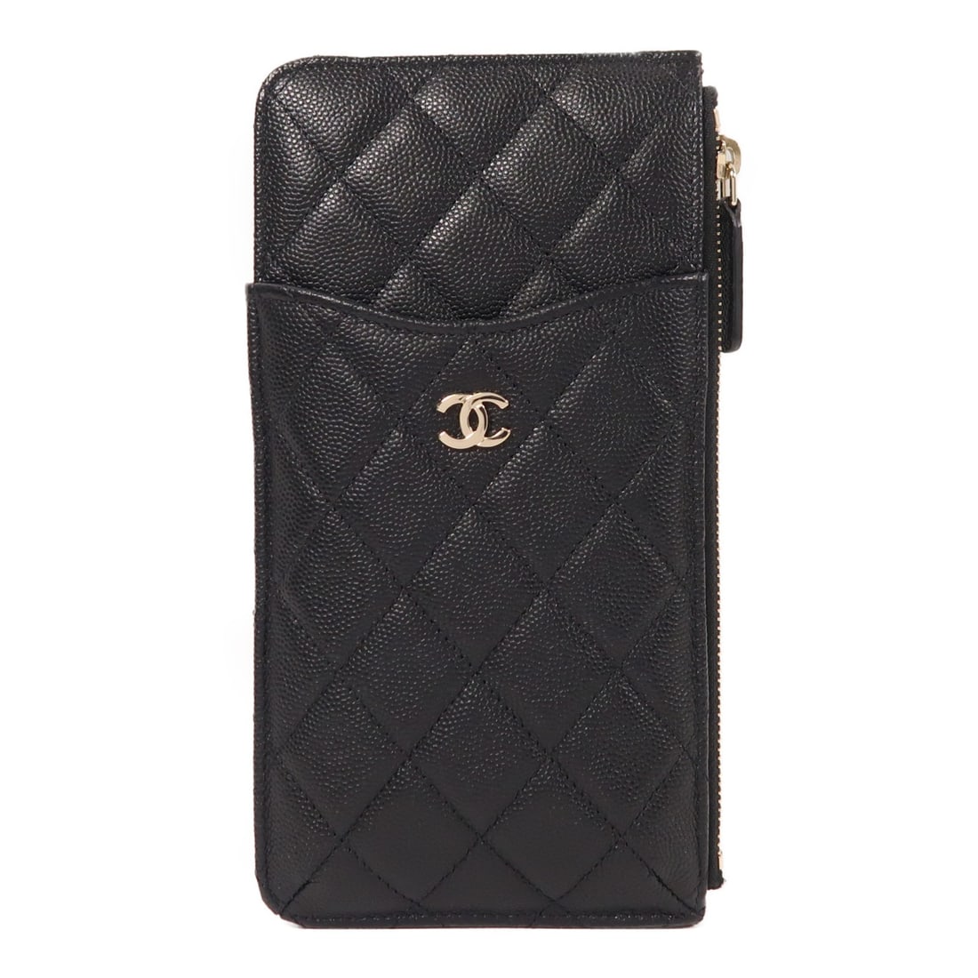 Black Calfskin CHANEL Card Holder A81598 with Gold Tone CC Logo (1 of 14)