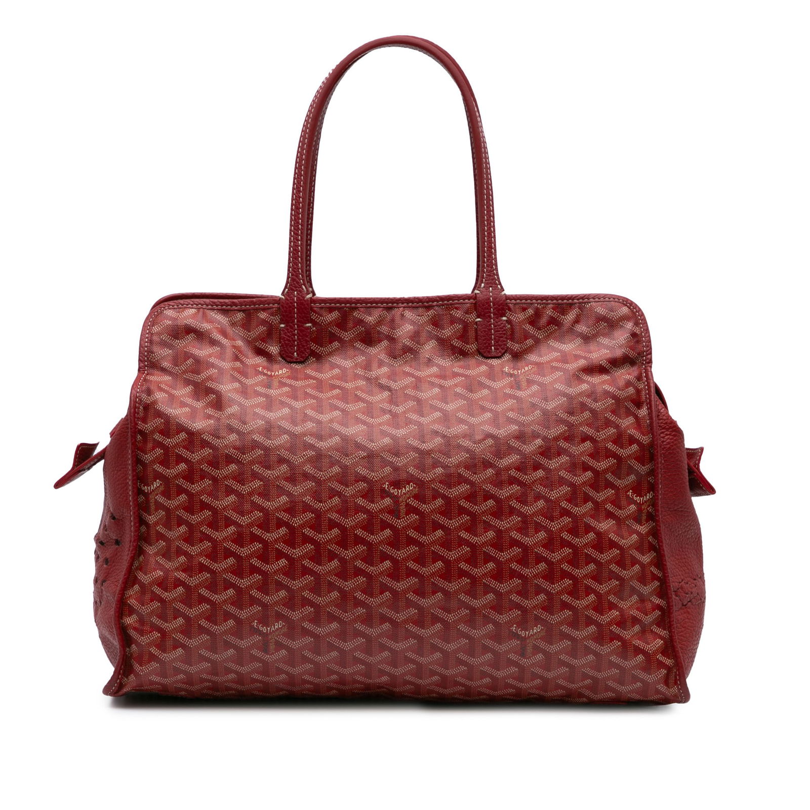 Goyard Goyardine Sac Hardy Pet Carrier Red Coated Canvas: Goyard Goyardine Sac Hardy Pet Carrier Red Coated Canvas Introducing the Goyardine Sac Hardy Pet Carrier PM, a stylish and functional pet carrier crafted from durable coated canvas with luxurious leat