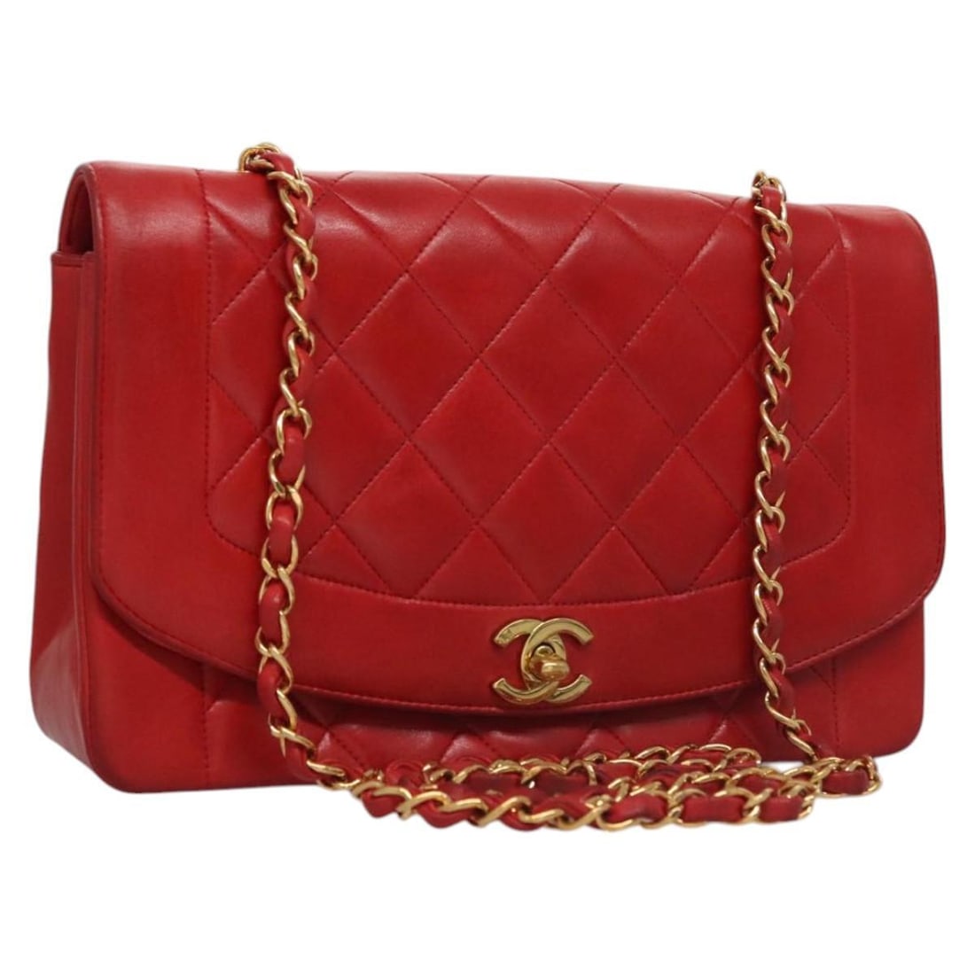 Red Chanel Diana Flap Vintage Shoulder Bag (1 of 1)