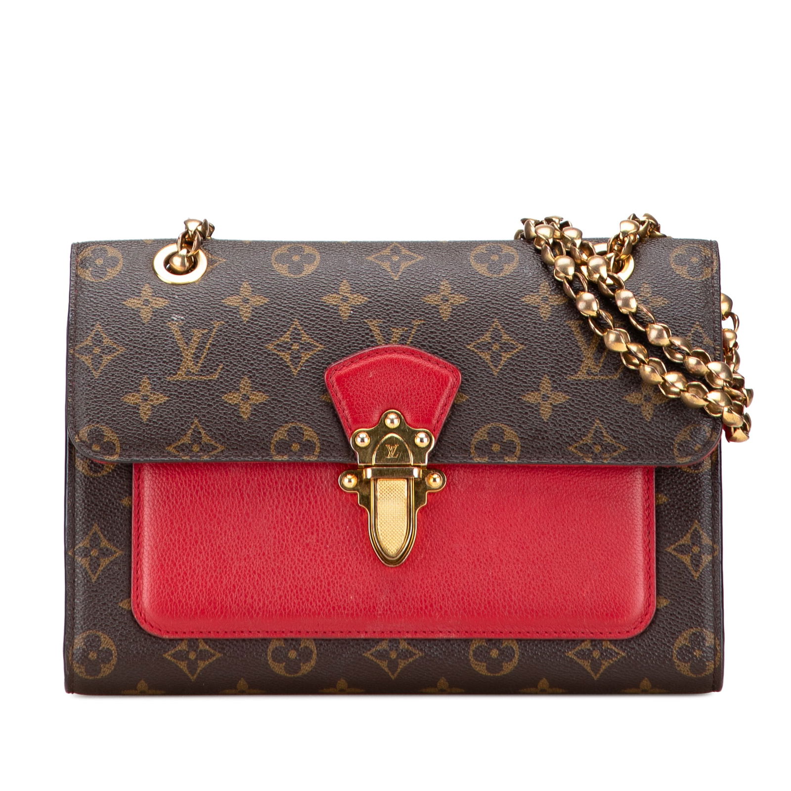 Louis Vuitton Monogram Victoire Bag with Chain Strap: Louis Vuitton Monogram Victoire Bag with Chain Strap Introducing the Louis Vuitton Monogram Victoire, a stylish and versatile bag crafted from iconic monogram canvas. This elegant piece features a cha