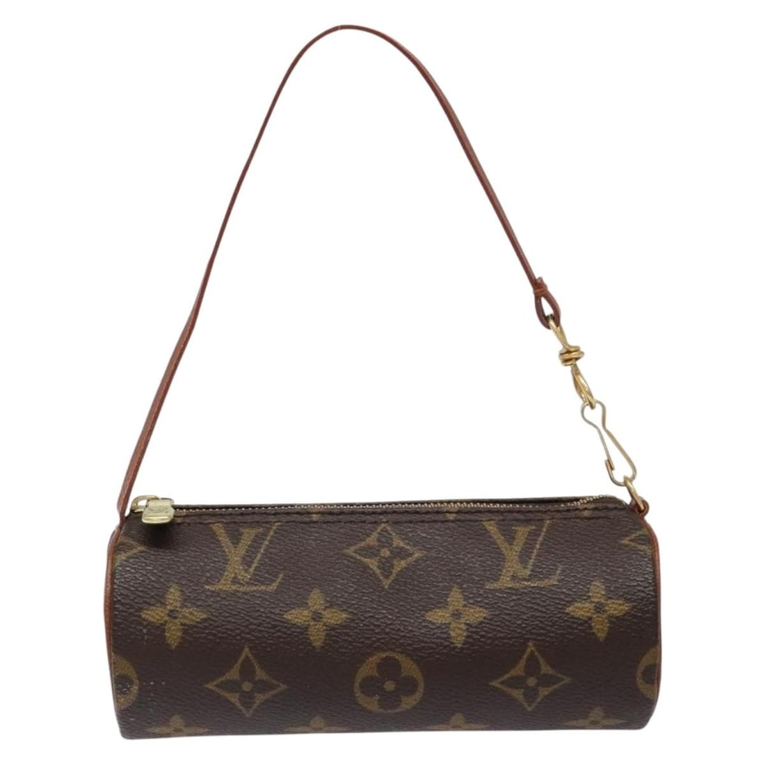 Papillon Pochette Shoulder Bag in Brown by Louis Vuitton: Papillon Pochette Shoulder Bag in Brown by Louis Vuitton This Louis Vuitton Papillon Pochette bag features a classic brown exterior with subtle rubbing on the surface, handle, and corners. The handle