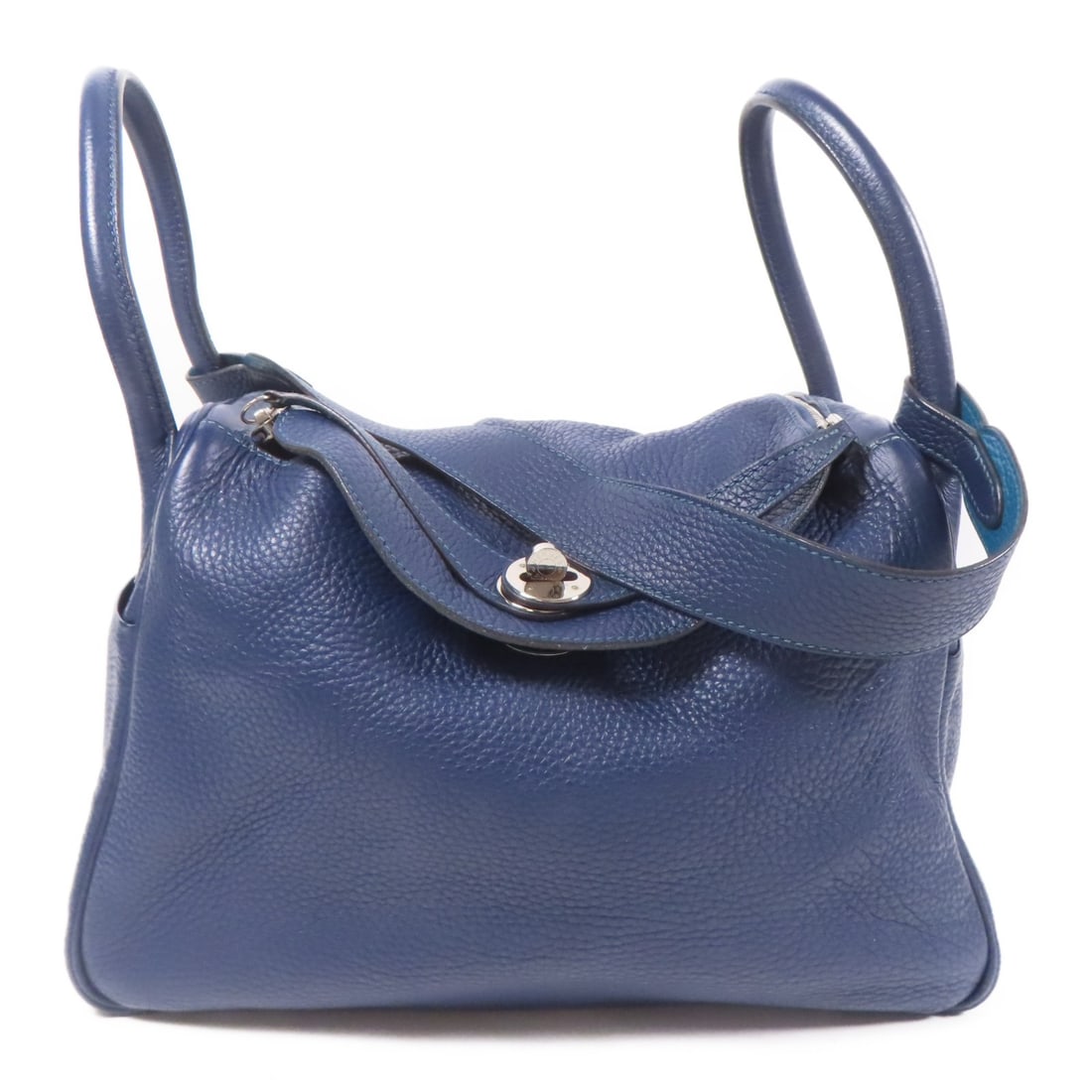 HERMES Lindy 30 2way Shoulder Bag Navy Taurillon Clemence Leather (1 of 14)